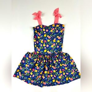 American Girl Fresh Lemon Market Sun Apron Dress with Bow Strap sleeves SZ 8